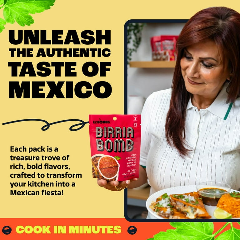 EZ Bombs Birria Bomb Seasoning, Single Bomb Pack – Authentic Mexican Spice Mix for Tacos, Burritos, Nachos, and Quesadillas – Made with Real Chiles, Herbs, and Spices for Quick and Flavorful Meals