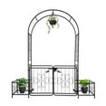 thumbnail image 5 of Outvita 7FT Garden Arch Arbor with Entry Door and Plant Frame, Heavy Duty Metal Arbour Archway, Decorative Frame Stand Trellis with Ground Stakes for Wedding Ceremony Party Plant Patio Black, 5 of 17
