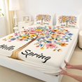 thumbnail image 3 of Manfei Tree Of Life Boy Girl Full Size Sheets 4-Piece,Colorful Flowers Breathable Bed Sheets,Spring Garden Lightweight Sheet Sets,Breathable Home Decor, 3 of 7