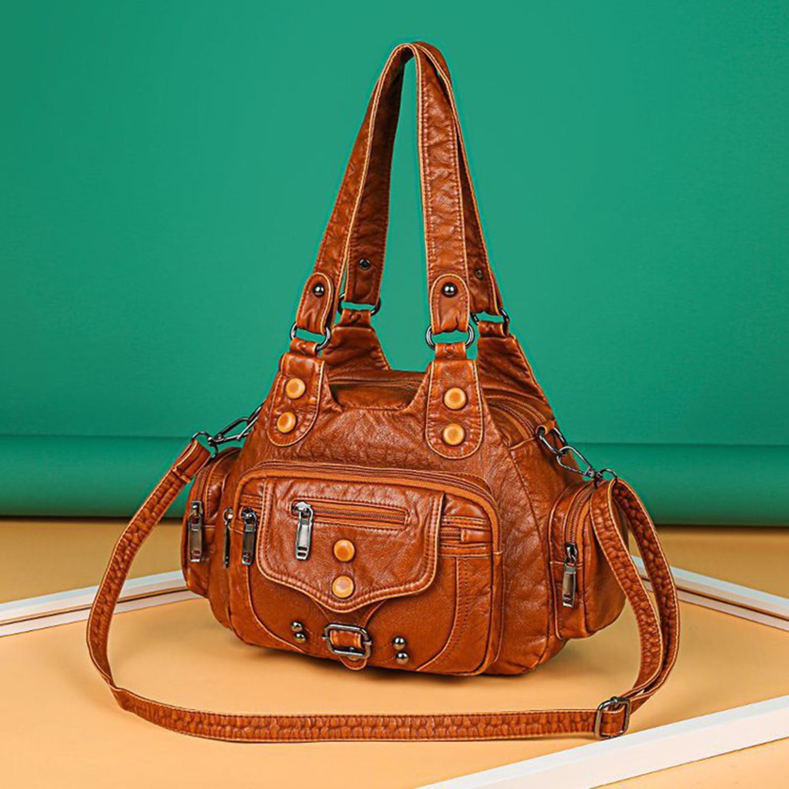 LONGshukeji Hobo Bags for Women Vegan Leather Shoulder Purses and Handbags Ladies Tote Bags Purse with Crossbody Strap