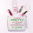 thumbnail image 3 of Zuo Bao I Look Pretty in Pink And Gorgeous in Green Make Up Bag Graduation Gift For Sorority Sister (Pretty in Pink White), 3 of 7