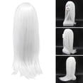 thumbnail image 1 of Pelucas Rectas Blancas Largas, Estilo Realista antideslizante Duradero Elegantes Pelucas Largas y Largas para cosplay, 1 of 7