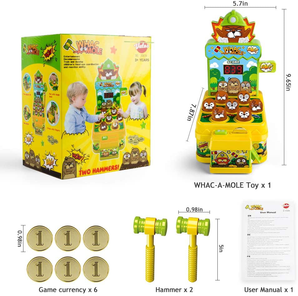 Mini Arcade Game /& Hammering and Pounding Toy for Toddler and Kids ZaxiDeel Whac-A-Mole Game with 2 Hammers Interactive Early Developmental Toy for 2 3 4 5 6 Year Old Boys Girls