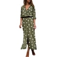 thumbnail image 2 of Kayannuo Long Dress for Woman Back to School Prom Dress Women Summer Dot Print Long Sleeve Button Long Dress Party Beach Dress, 2 of 5
