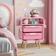 thumbnail image 2 of Pink Nightstand,Cute End Table with Storage Drawer,Kids Nightstand for Bedroom Furniture,Bedside Table Small Pink Desk Coffee Table for Living Room, Dorm,Office, 2 of 7