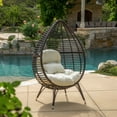 Noble House Melton Cushion Resin Wicker Outdoor Lounge Chair Brown