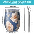 thumbnail image 5 of Floral 12oz Stainless Steel Insulated Wine Tumbler with Lid and Straw – Double Wall Vacuum Mug for Hot & Cold Drinks, 304 Steel Interior, Sweat-Free Design,Thanksgiving,Christmas, Spring,Flower, 5 of 5