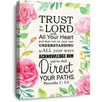 Trust in The Lord Proverbs 3:5-6 Canvas Wall Art,Bible Verse Scripture Canvas Painting Prints for Christian Home Bedroom Office Church Religious Wall Decor