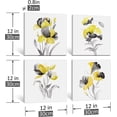 thumbnail image 6 of Flower Canvas Wall Art Yellow and Gray Modern Bedroom Living Room Decor Grey Blossom Floral Prints Watercolor Botanical Pictures 4 Pieces Framed Paintings Artwork for Famhouse Bathroom 12"x12", 6 of 6