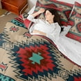 thumbnail image 4 of Feelyou Retro Aztec Adult Bedding Comforter Set 7pcs, Red Mandala Triangle Queen Bedding Sets, Bohemian Southwestern Theme Reversible Queen Sheet Sets, Breathable Home Decor, 4 of 8
