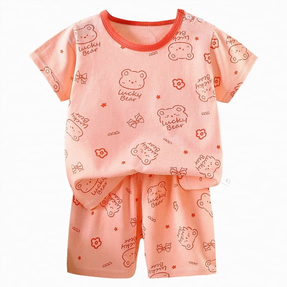Myshe 2Pcs Summer Outfits Short Sleeve T-Shirt Tops Elastic Waistband Shorts Set Toddler Clothes Toddler Fall Clothes Boy,Hot Pink,18-24 Months