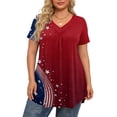 thumbnail image 5 of Dweltoz American 1776 2026 250th Usa Women Plus Size T-Shirt L-5xl V Neck Short Sleeve Patriotic 4th Of July Tee Shirts Casual Loose Fit Trendy Blouse Shirt,Deep Red 5XL, 5 of 6
