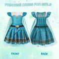 thumbnail image 3 of Benylion Girls Blue Princess Dress up with Cape Halloween Cosplay Costume Toddler Kids Princess Dresses Flutter Sleeve Birthday Fancy Party Outfits for 2-3 Years, 3 of 6