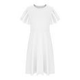 thumbnail image 6 of Delliss Girls' Summer Solid Color Butterfly Sleeve Swing A Line Flowy Crew Neck Midi Dress 4-13 Years, 6 of 9