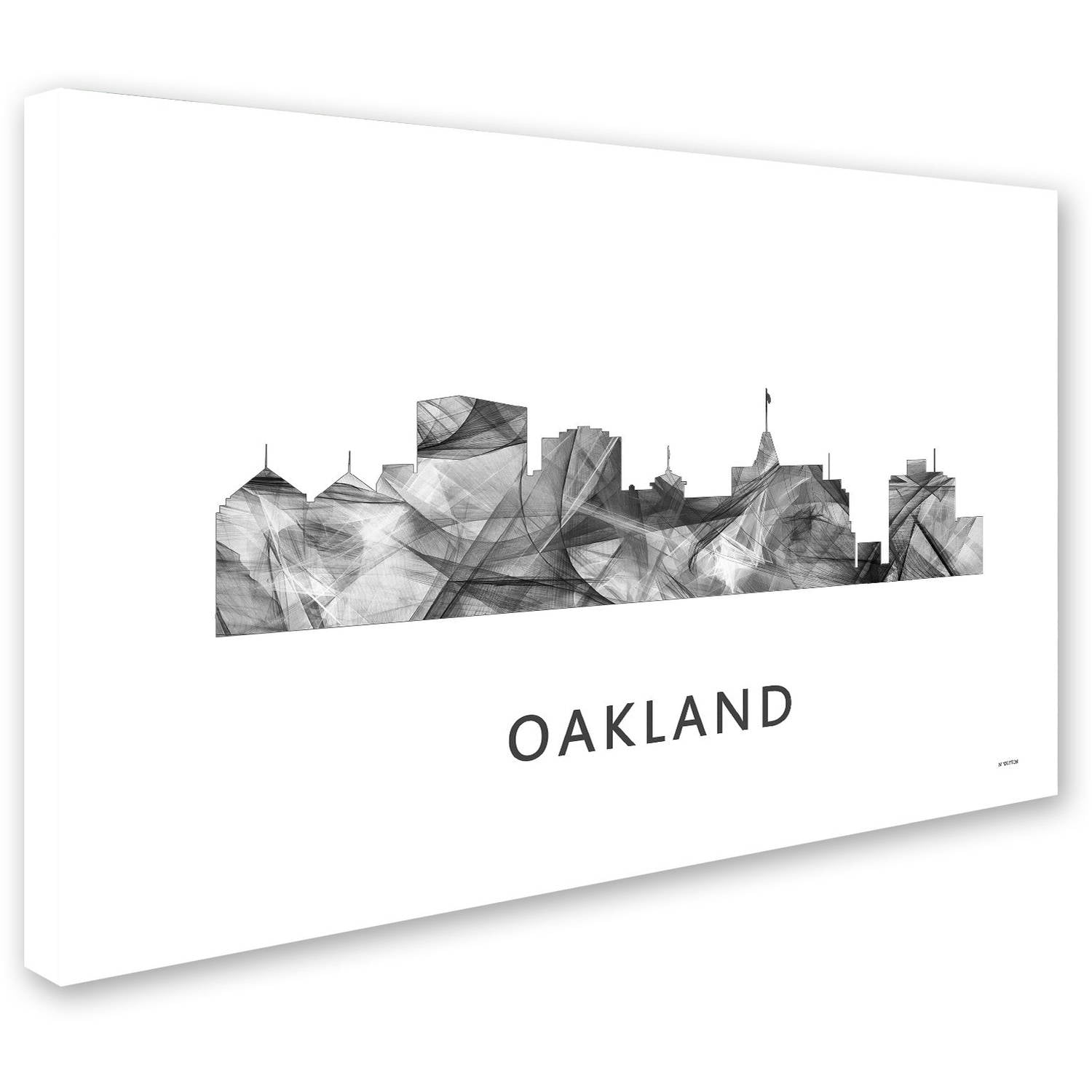 Trademark Fine Art 'Oakland California Skyline WB-BW' Canvas Art by Marlene Watson