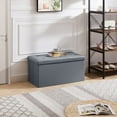 thumbnail image 4 of VECELO 30" Folding Storage Ottoman Bench, Faux Leather Footrest Couch for Living Room Bedroom Hallway, Gray, 4 of 8