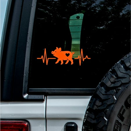 (2 Pcs Pastel Orange 5.8 x 2.0 ) - Vinyl Sticker Decal - Heartbeat Pig Inspired Design - No Background Waterproof - Ideal for Decorating Laptops Water Bottles Cars Trucks Walls | K15831PO