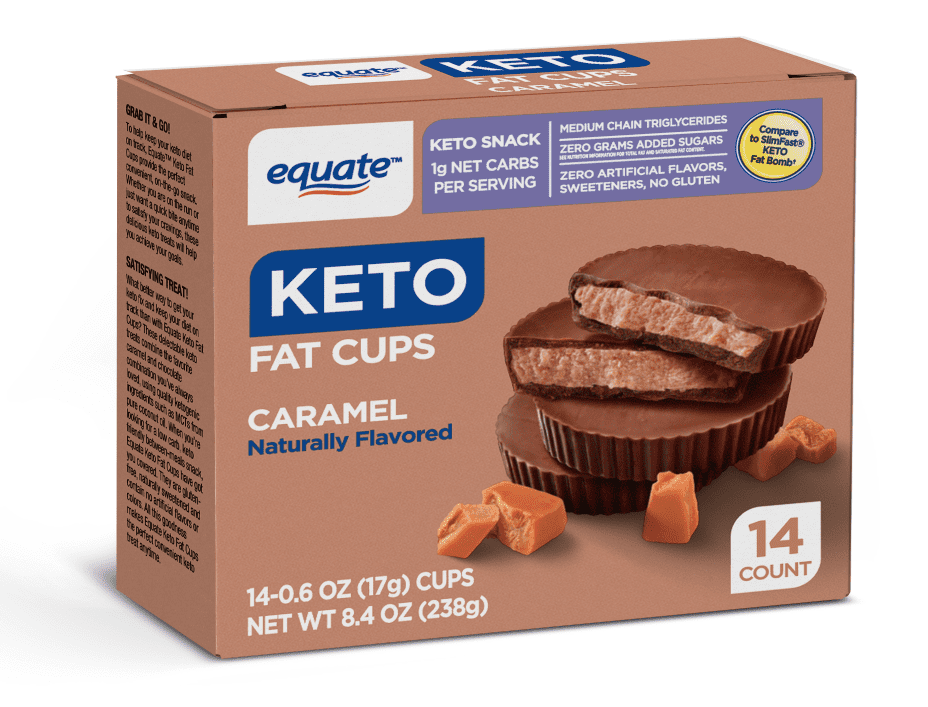 Equate Keto Fat Cups, Caramel, Keto Snack, 14 Ct