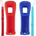 thumbnail image 1 of Jadebones 2X Étui en Silicone avec Dragonne pour Télécommande Wii (Rouge+bleu), 1 of 5