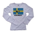 thumbnail image 1 of Sweden Olympic - Archery - Flag - Silhouette Women's Long Sleeve Grey T-Shirt, 1 of 2