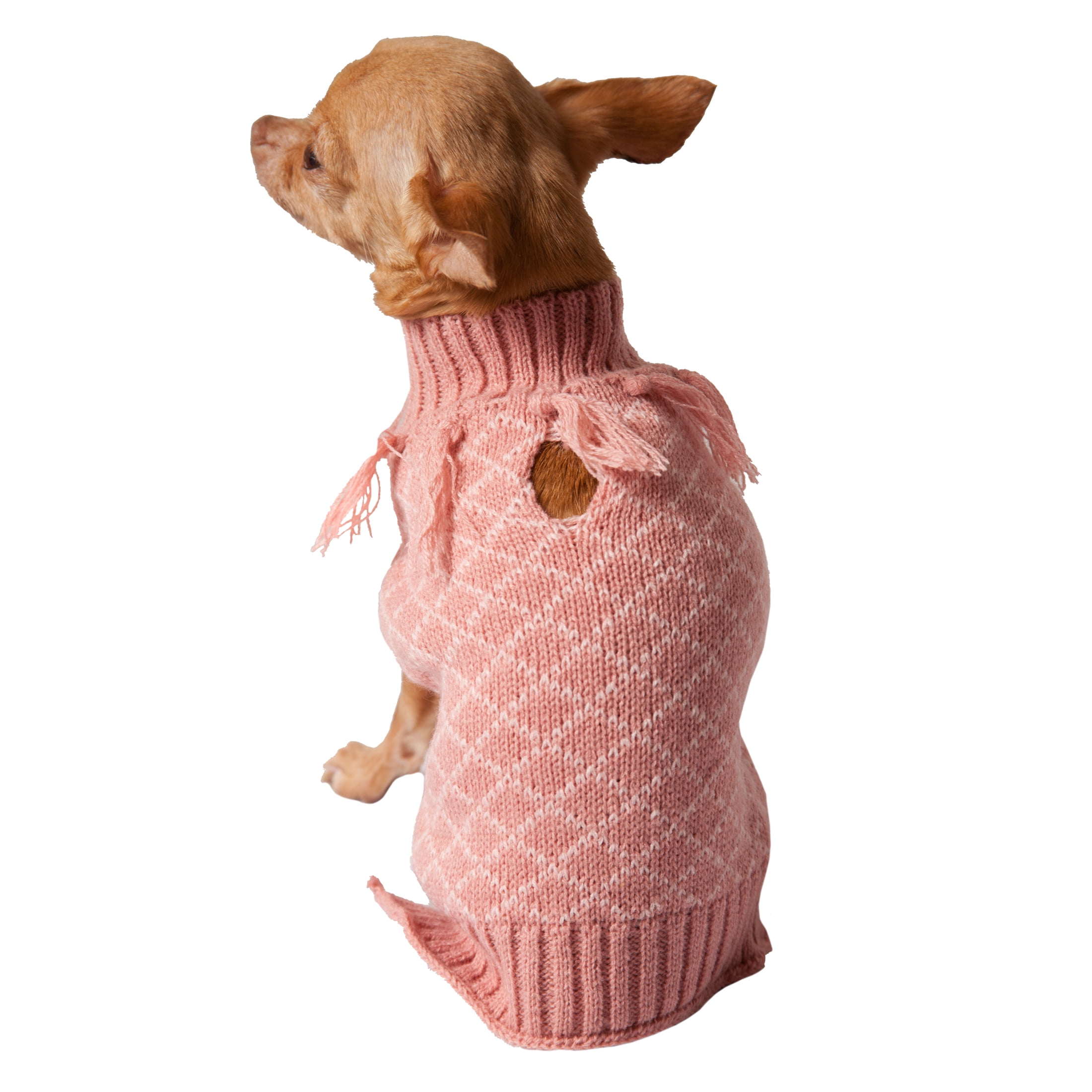 Vibrant Life Fall Blush Tassel Diamond Dog Sweater