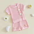 thumbnail image 7 of Girls Summer 2Pcs Clothes Set Floral Print T-Shirt + Tiered Shorts Casual Toddler Wear Kaprioy Toddler Girl Clothes 12M 18M 24M 3T 4T, 7 of 7
