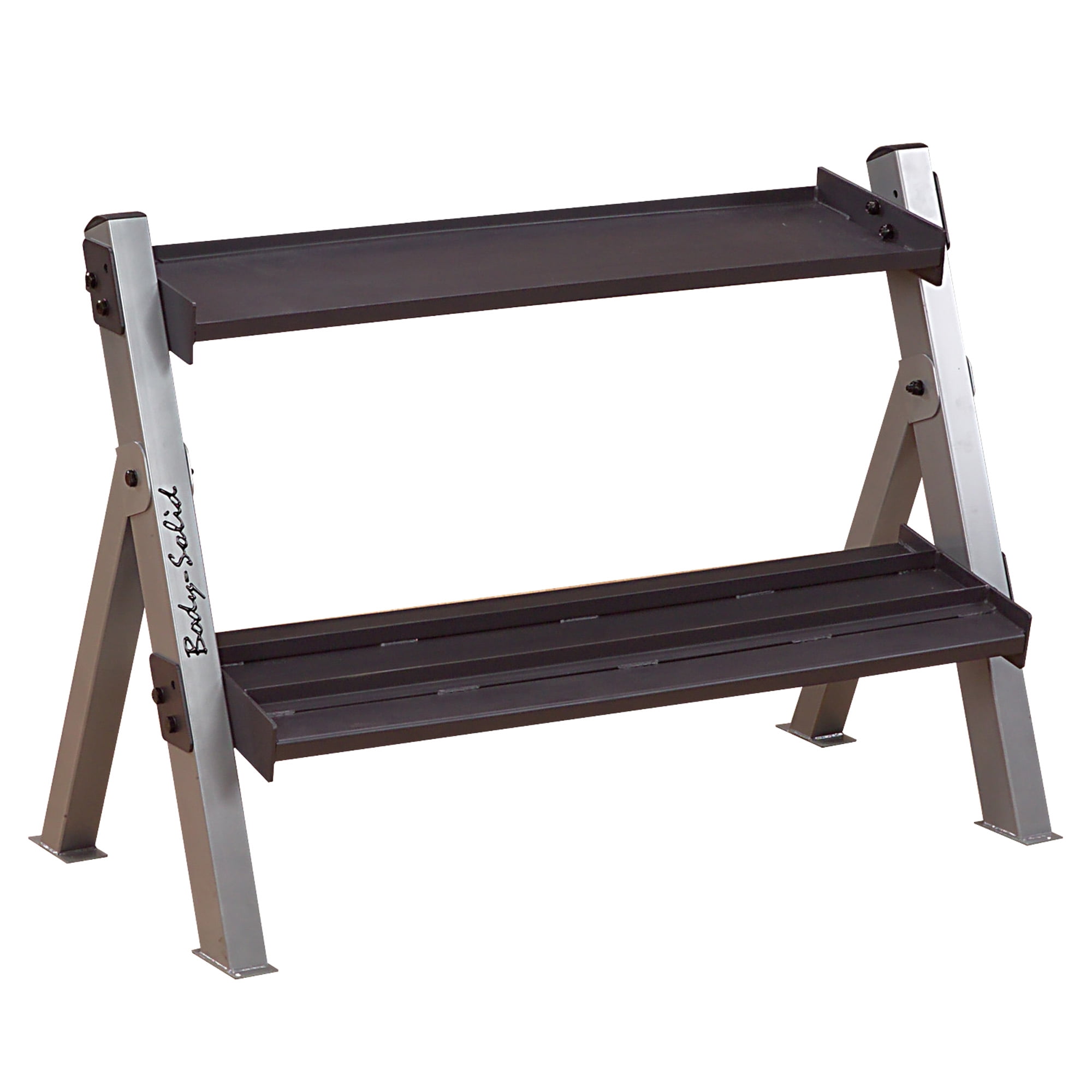 Body Solid Adjustable 2 Tier Weight Rack, Black, 79 lbs