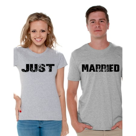 Awkward Styles Just Married Couple Shirts Newlywed Couple T shirts for Valentine's Day Cute Couples T-Shirt Just Married Matching Couple Just Married Shirts Honeymoon Gifts Wife Shirt Husband (Best Honeymoon Gift For Wife)