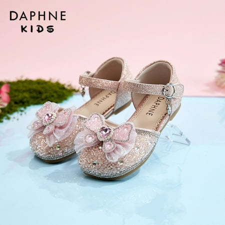 

DAPHNE Girls New Butterfly Princess Shoes Dance Performance Crystal Shoes
