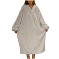 thumbnail image 6 of QATAINLAV Gray Blanket Oversized Hoodie Pajamas for Women Cute Ear Hooded Sweatshirt Dress Long Sleeve Pullover Pajamas, 6 of 10