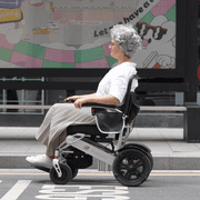 Fold And Travel Lightweight Foldable Remote Control Portable Electric Power Wheelchair - Gold Frame, Black Seat