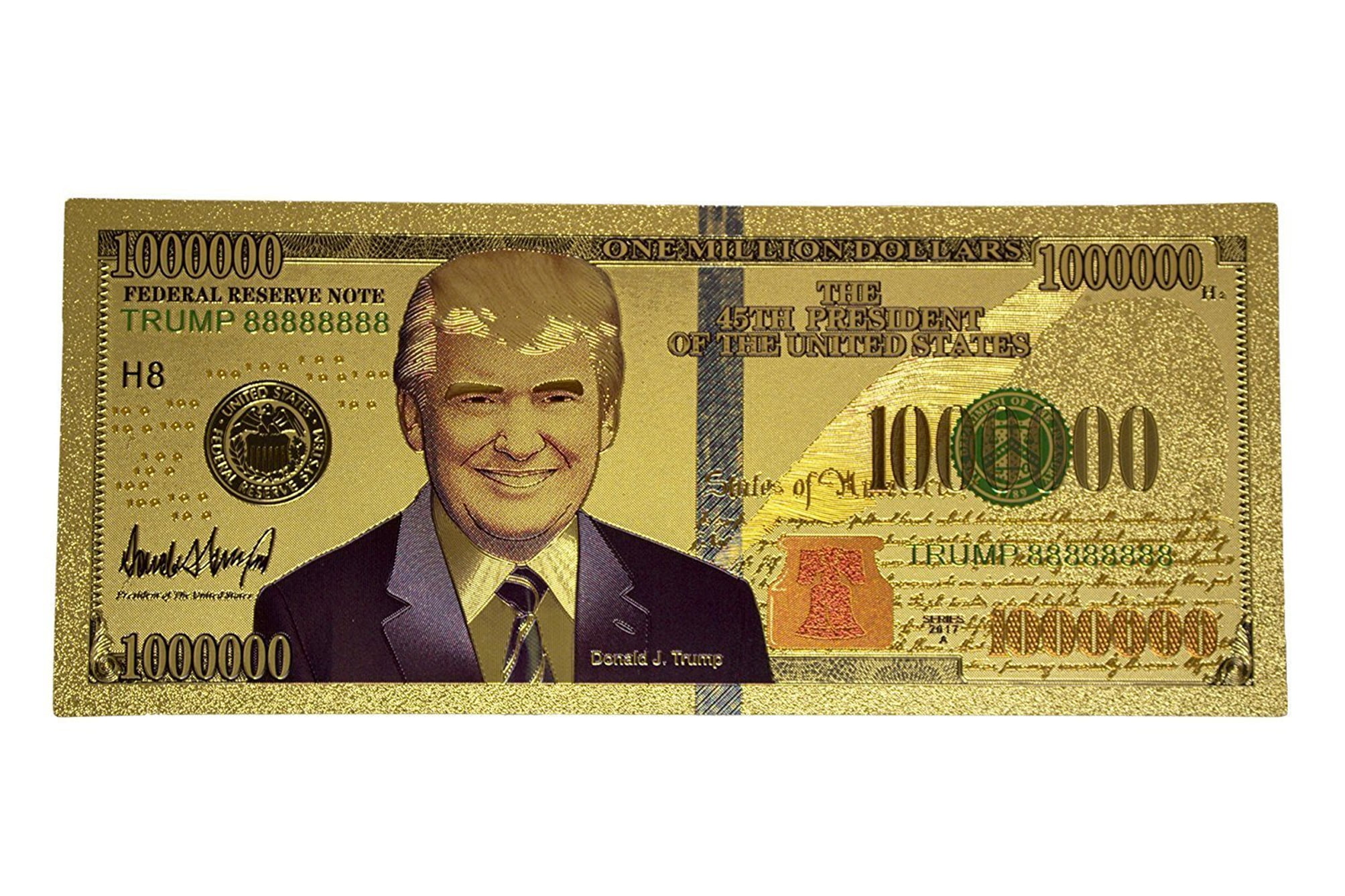 US President Trump Million $ Fun Novelty Trump Banknote Lot 24K Gold Plated 