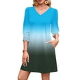 thumbnail image 2 of Ashirexll Midi Dresses for Women, Flowy Dresses for Women, Fashion Leisure Solid Color Elastic Cuff Long Sleeve V-Neck Dress, 2 of 7