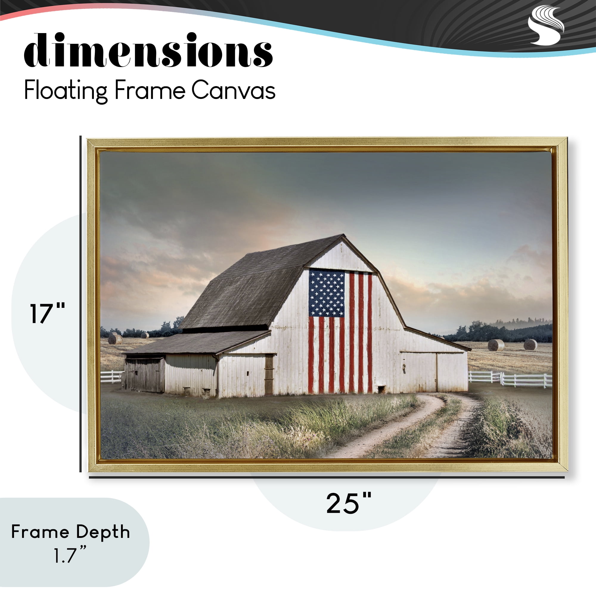 Stupell Industries Land That I Love Barn Gold Framed Floater Canvas Wall Art, design by CAD Designs
