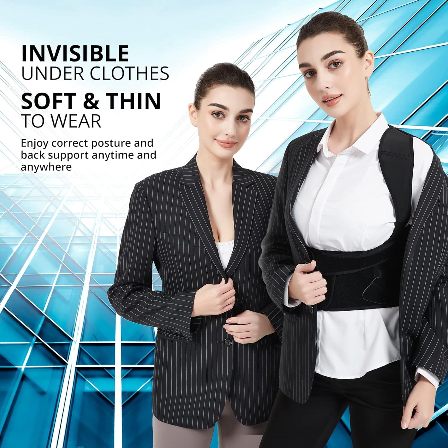 Posture Corrector for Women for Support: Back Brace for Full Back Support - Adjustable Shoulder Straightener for Women and Men (Black, Medium)