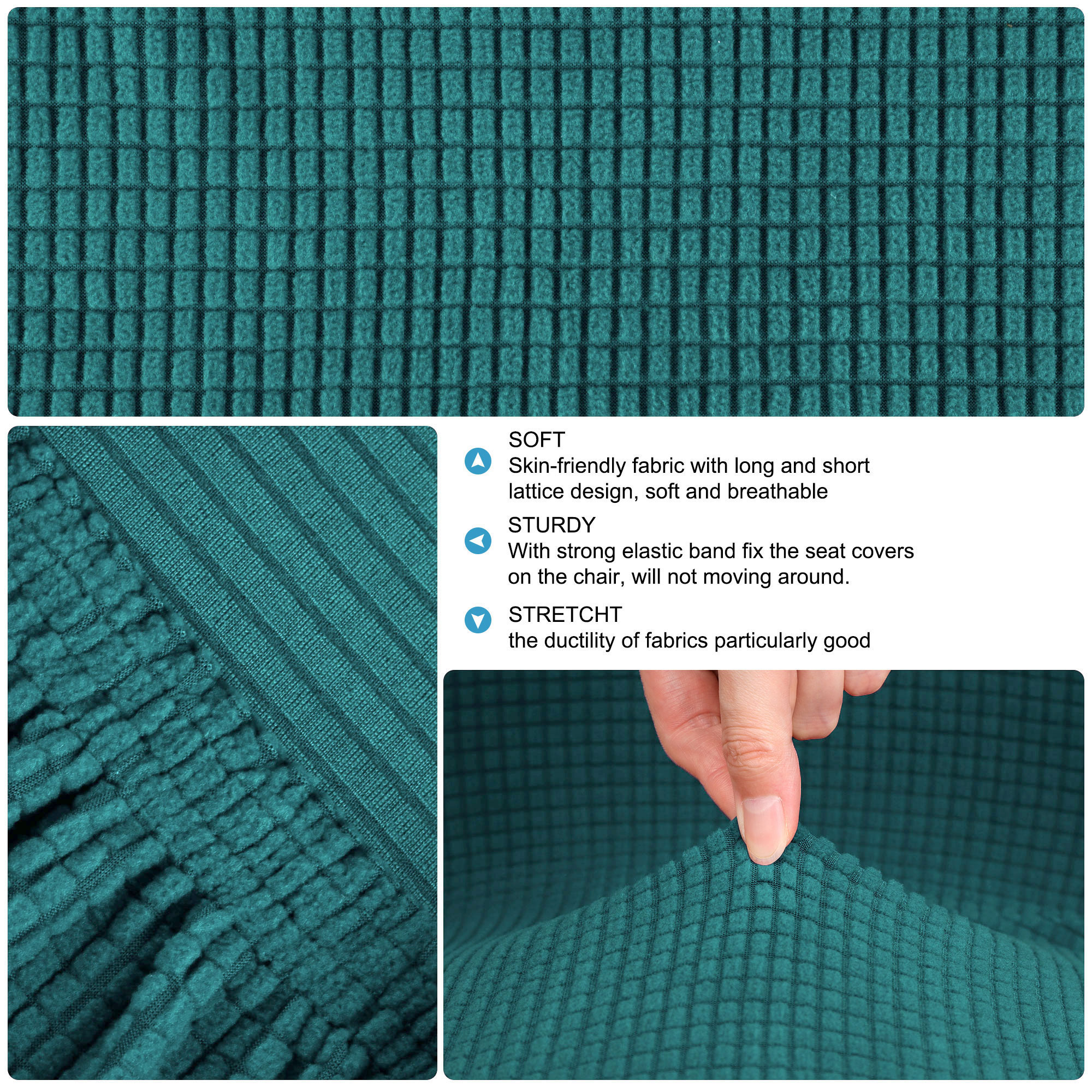 Unique Bargains Polyester Stretch Bar Stool Covers Elastic Band Mid Back Chair Slipcover Teal 2 Pcs