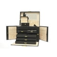 thumbnail image 2 of Luxurious Large Black Leather Jewelry Box Travel Case Storage with Mirror & Lock, 2 of 5