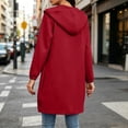 thumbnail image 6 of Thousandth Women Long Zip Up Hooded Cardigan Sweatshirt Casual Fleece Lined Loose Fit Pocket Hoodie Jacket Fall Winter Layering Coat, 6 of 9