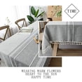 thumbnail image 4 of Xiao Hua Mantel de lino y algodón, antiarrugas, con borlas, rectangular, para comedor, cocina, decoración (gris rayado, rectangular, 140 x 140 cm), 4 of 5