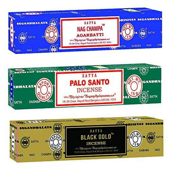 Satya 3 Packs Original Nag Champa Incense Sticks Joss Incense - Incense 15g Box (Meditation)