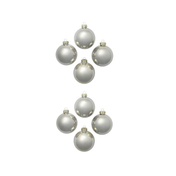 Whitehurst Pearl Glass Christmas Ball Ornaments - 3.25" (80mm) - Silver - 8ct