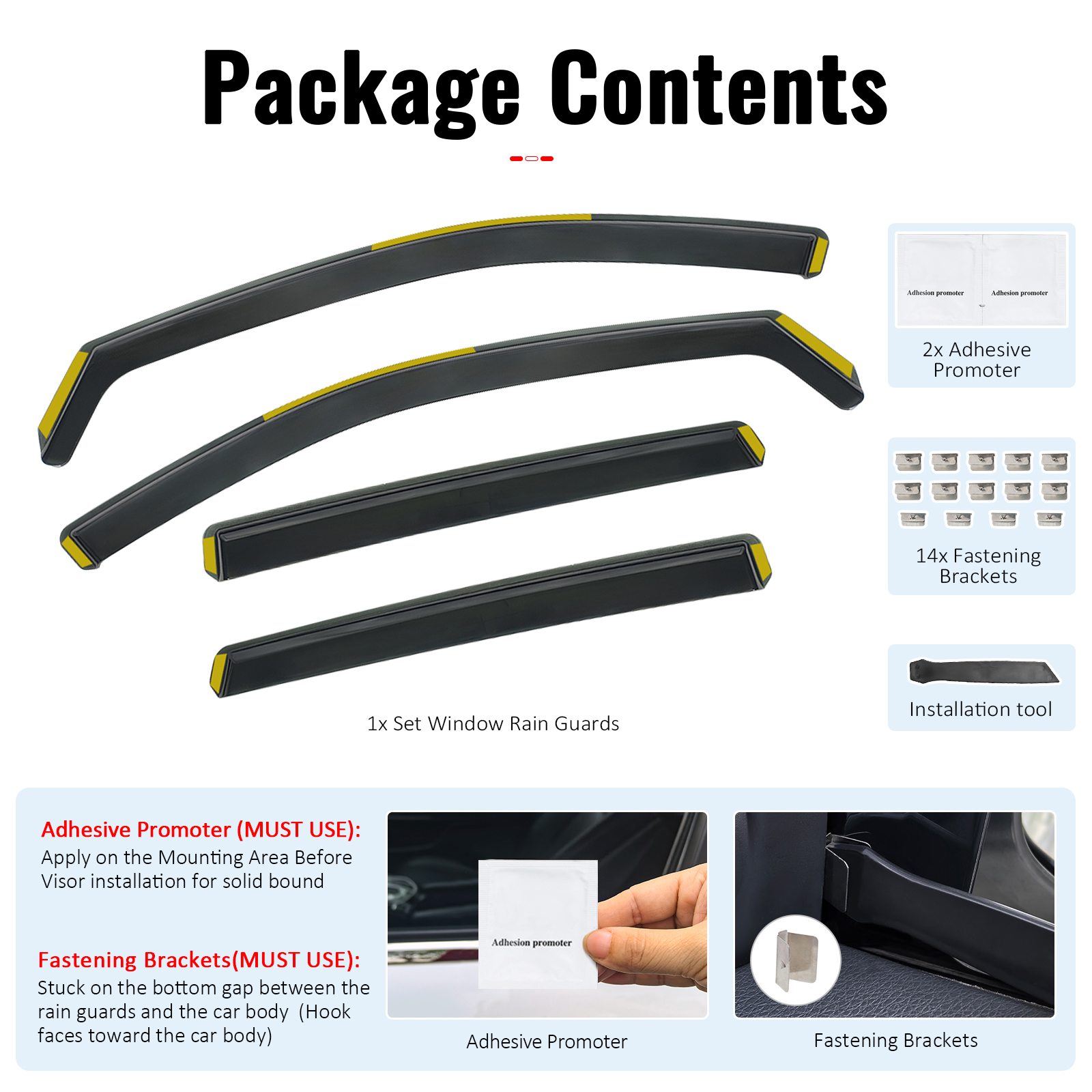 Ikon Motorsports In-Channel Window Visors Sun Shade Vent Rain Sun Shades Guards Side Deflectors for 2025-2026 Nissan Kicks Black PC Polycarbonate 4PCS