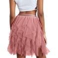 thumbnail image 3 of KelaJuan Women Tulle Tutu Skirt Solid Color Elastic Layered Mesh Fairy A-Line Skirt for Beach Party Streetwear, 3 of 6
