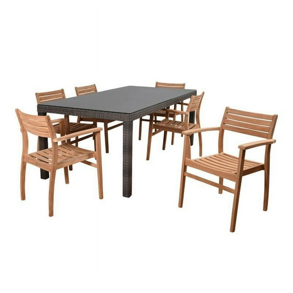 International Home Atlantic Lina 7 Piece Patio Dining Set in Distressed Gray