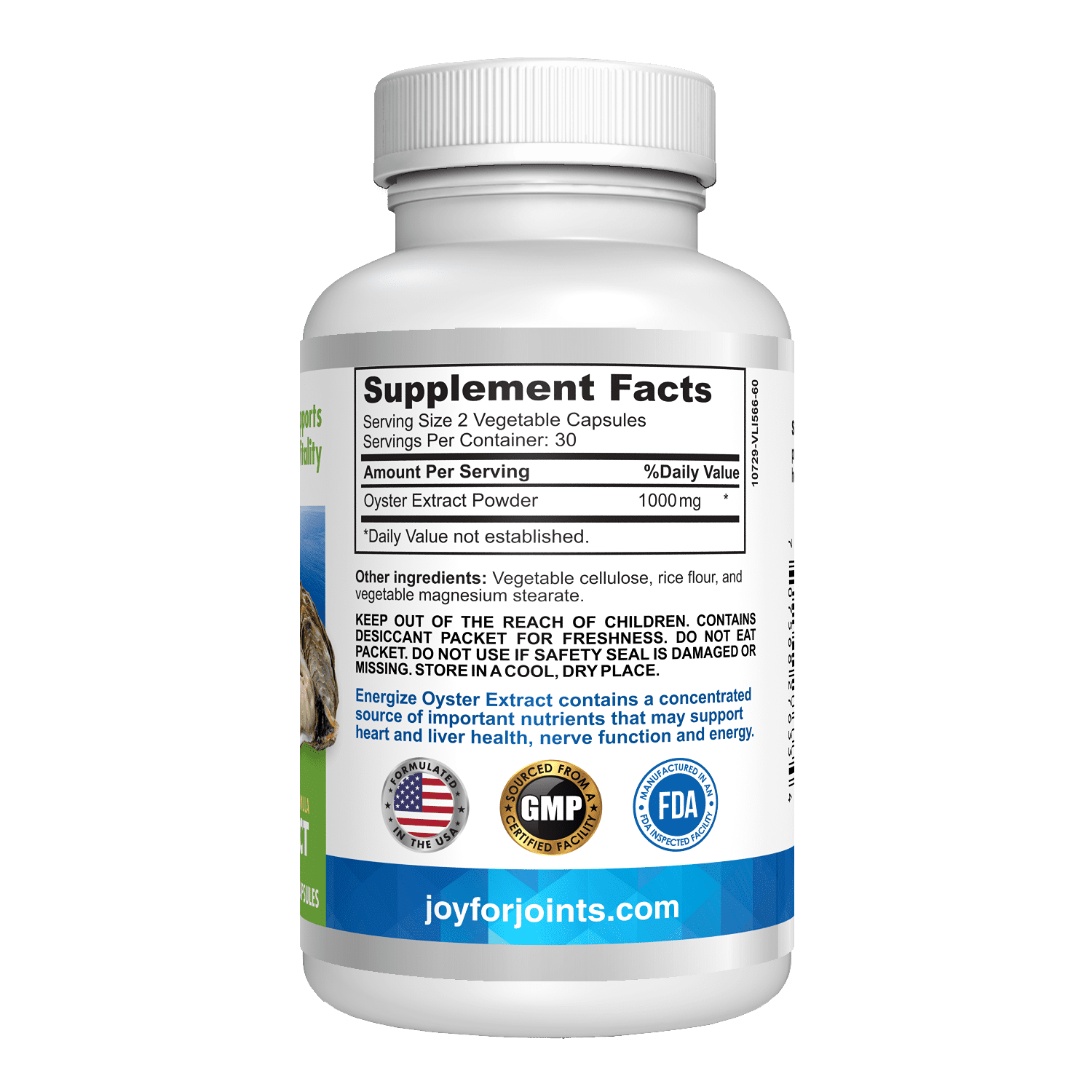 Oyster Extract Supplement with Zinc & Taurine - Wellness, Energy & Immune Support - 500mg, 60 Capsules