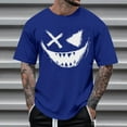thumbnail image 1 of Blusas y camisas de manga corta con cuello redondo para hombre, blusas casuales de verano a la moda con cuello redondo y estampado para hombre., 1 of 4