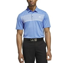 adidas Men's Stretch Short Sleeve Chest Print Golf Polo Shirt (US, Alpha, Medium, Regular, Regular, Blue Fusion)