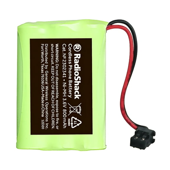 RadioShack Cordless Phone Battery 3.6V 800mAh Ni-MH - Catalog No. 2302341