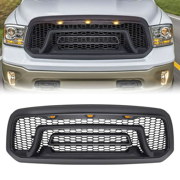 AMERICAN MODIFIED Rebel Grille w/Amber Lights for 13-18 Dodge Ram 1500