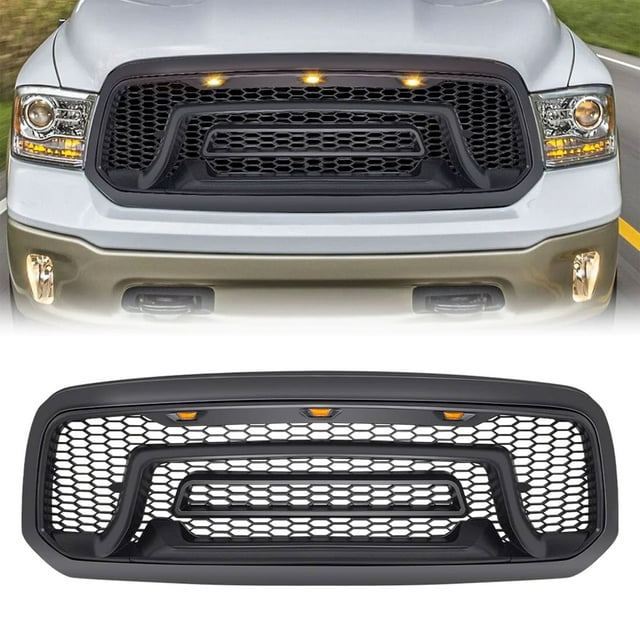 AMERICAN MODIFIED Rebel Grille w/Amber Lights for 13-18 Dodge Ram 1500
